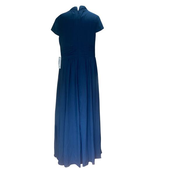 NWT!  JJ’s House #126289 Navy V-Neck Maxi Chiffon Evening Dress  -Size 18W - Picture 6 of 16
